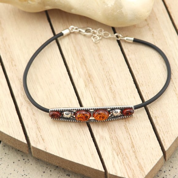 Sterling silver bracelet with natural Baltic amber - Picture 7 of 7